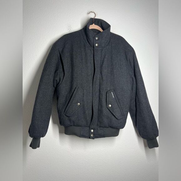VTG MEMBERS ONLY Charcoal Gray Wool Bomber Jacket Mens Sz 40 Coat